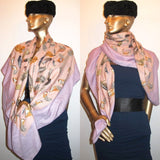 Hermes 2004 Lilas/Rose Poudre Plumes Cashmere Shawl 140 - poupishop