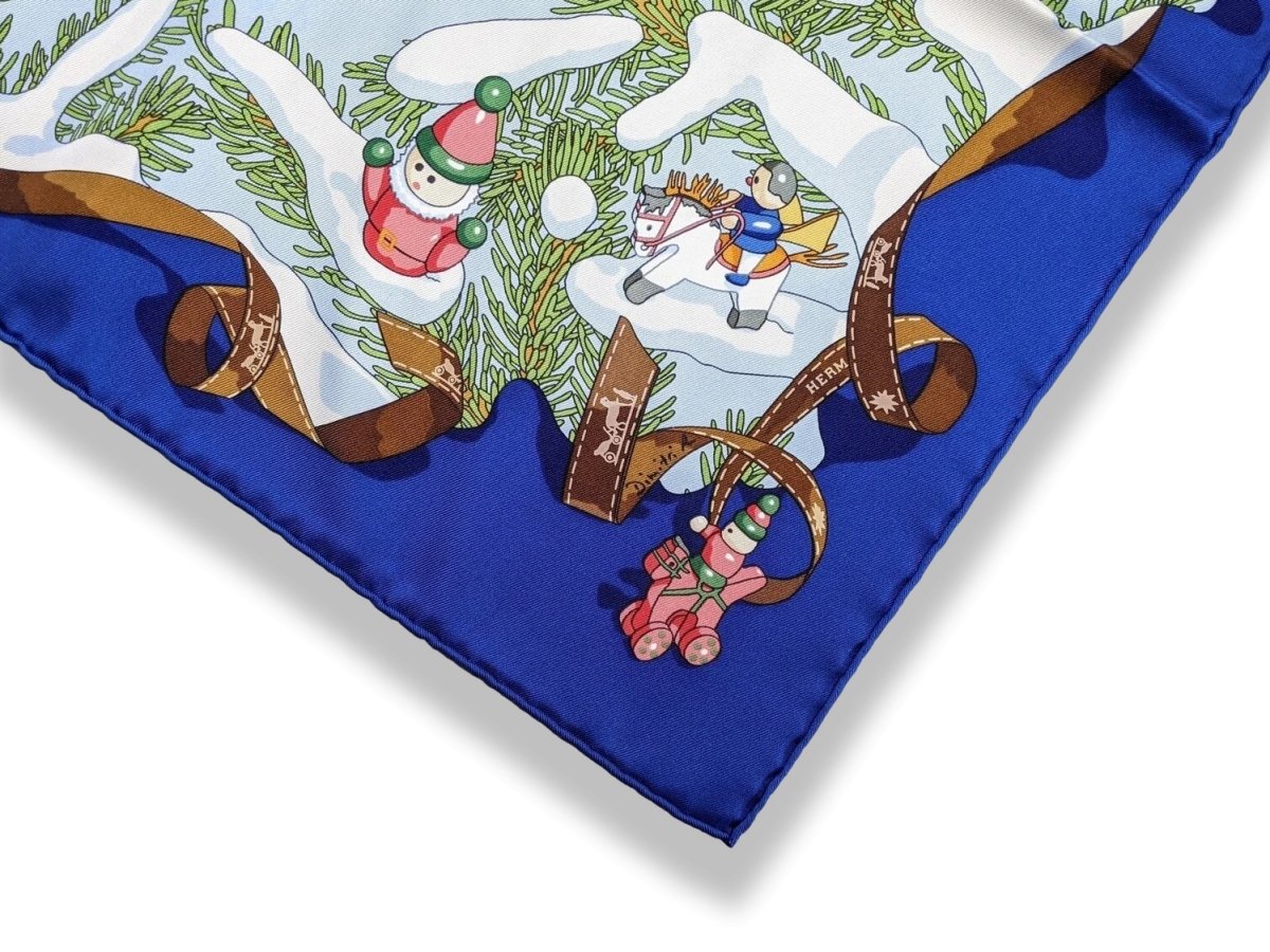 Hermes 2004 Marine NOEL AU 24 FAUBOURG by Dimitri Rybaltchenko Twill Silk Carre 90 cm, New!