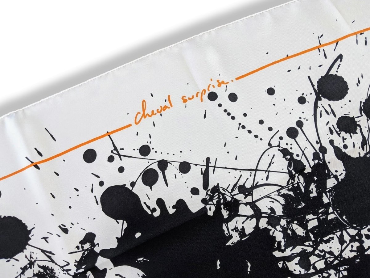 Hermes 2004 Noir/Blanc/Orange CHEVAL SURPRISE by Dimitri Rybaltchenko Twill 90, Box!