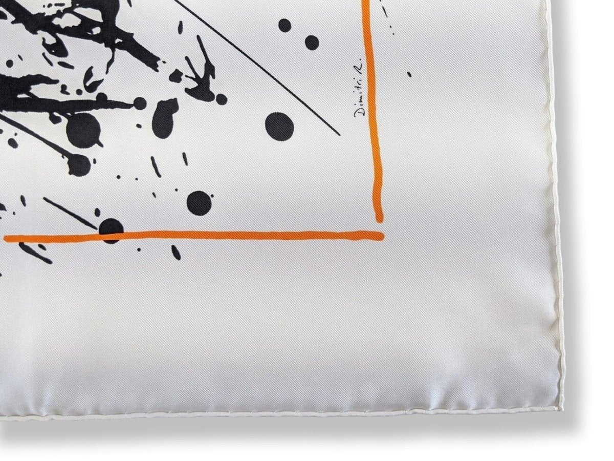 Hermes 2004 Noir/Blanc/Orange CHEVAL SURPRISE by Dimitri Rybaltchenko Twill 90, Box!