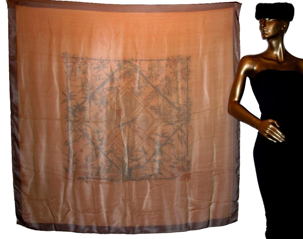 Hermes 2004 Orange/Green Serenite Silk Changeante Mousseline 140, New! - poupishop