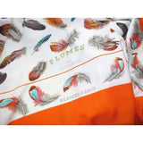 Hermes 2004 Orange/White Plumes Cashmere Shawl 140 - poupishop