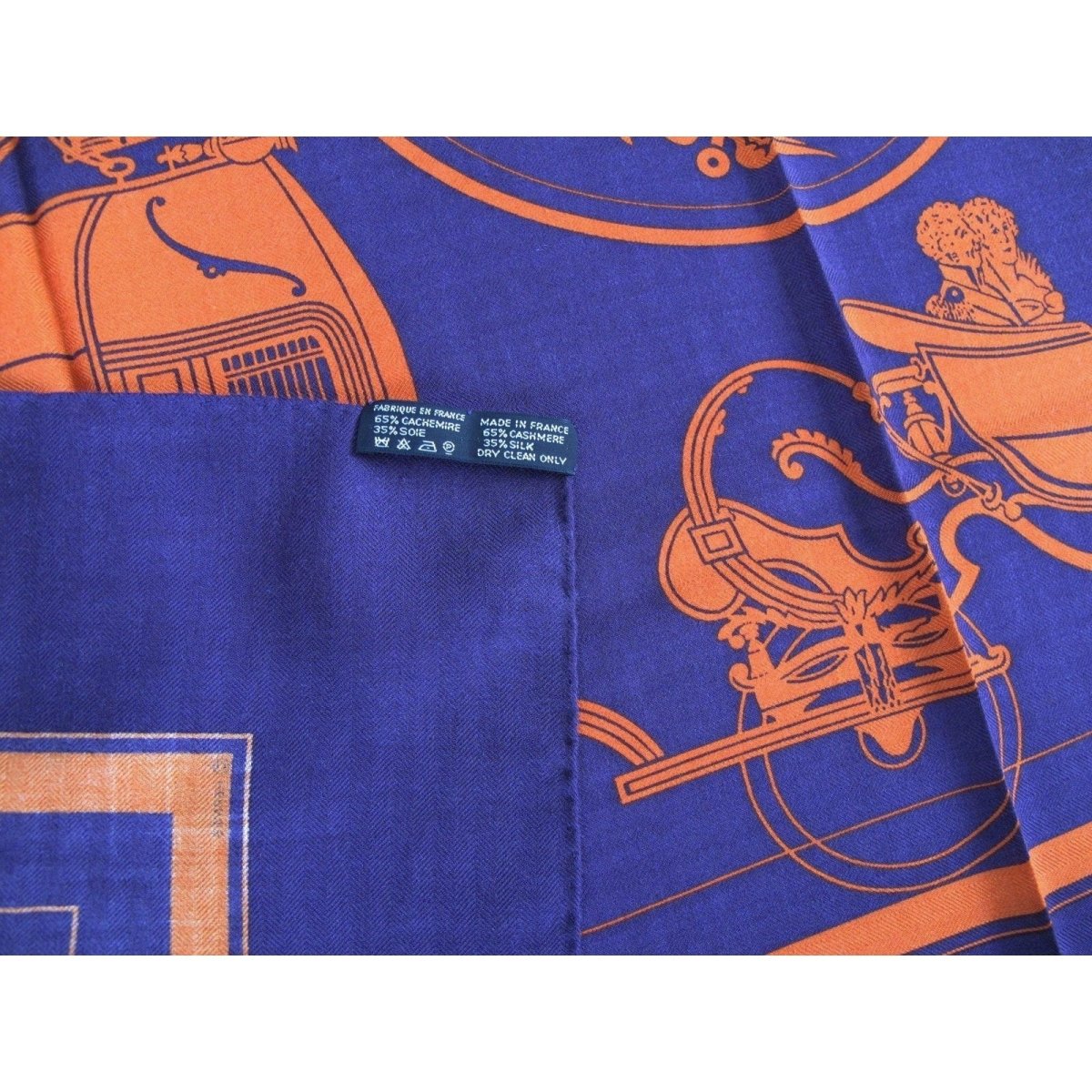 Hermes 2004 Purple Orange Ex Libris Cashmere 90