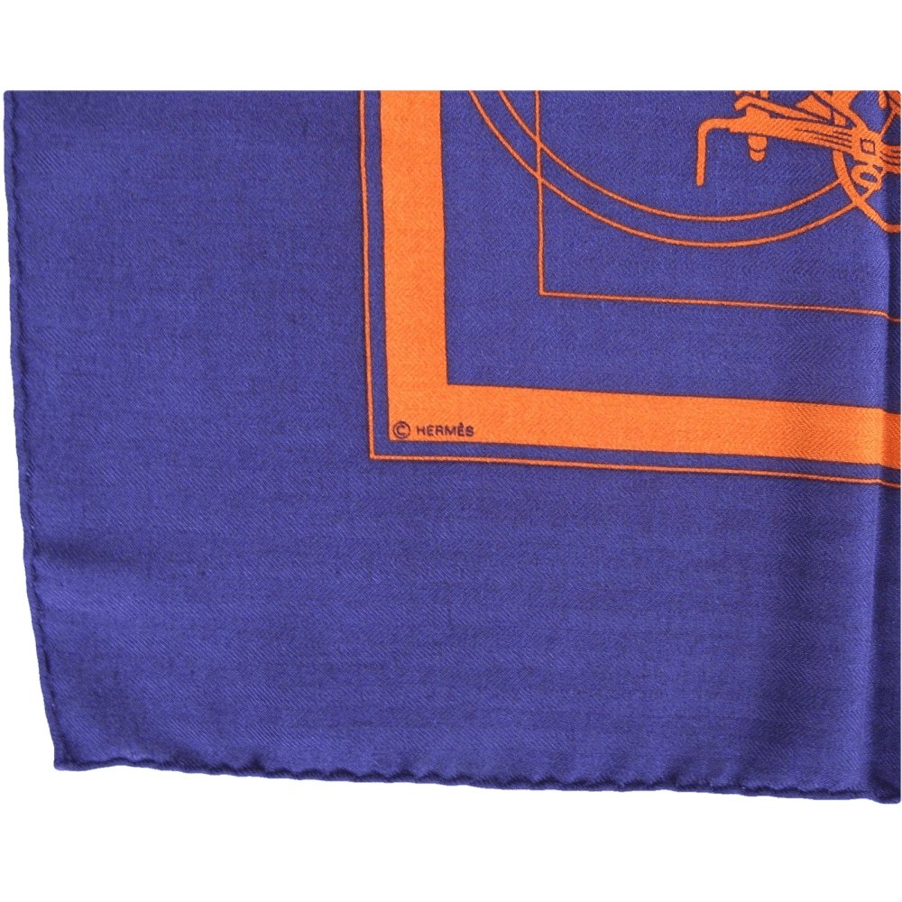 Hermes 2004 Purple Orange Ex Libris Cashmere 90