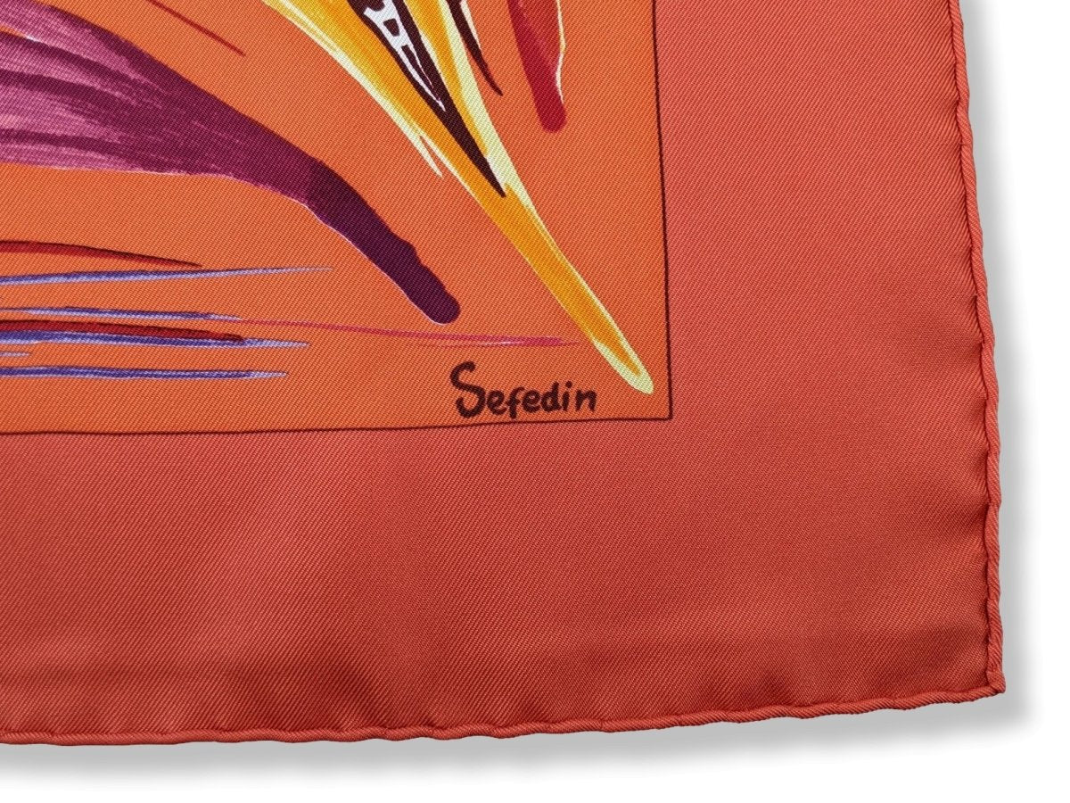 Hermes 2004 Rouge/Orange/Violet LA TOUR EIFFEL S'ENVOLE by Sefedin Twill 90, New!