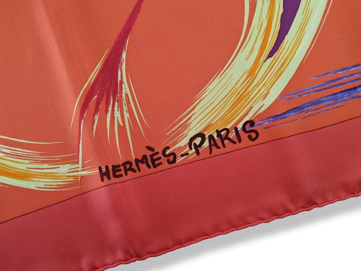 Hermes 2004 Rouge/Orange/Violet LA TOUR EIFFEL S'ENVOLE by Sefedin Twill 90, New!