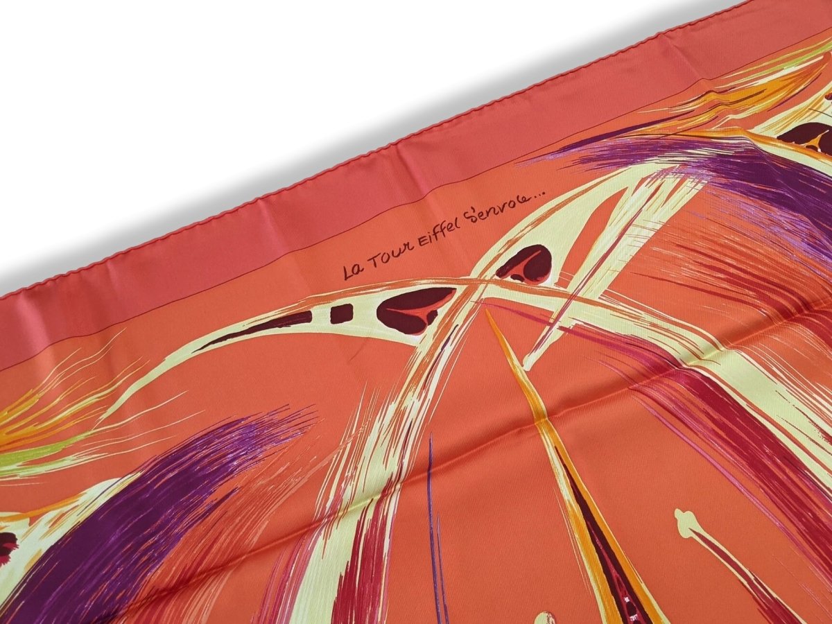 Hermes 2004 Rouge/Orange/Violet LA TOUR EIFFEL S'ENVOLE by Sefedin Twill 90, New!