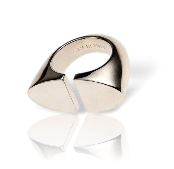Hermes Shiny Sterling Silver 925 Initiale Ring PM