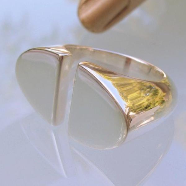 Hermes 2004 Shiny Sterling Silver 925 Chaine d'Ancre Initiale Ring TGM, New! - poupishop