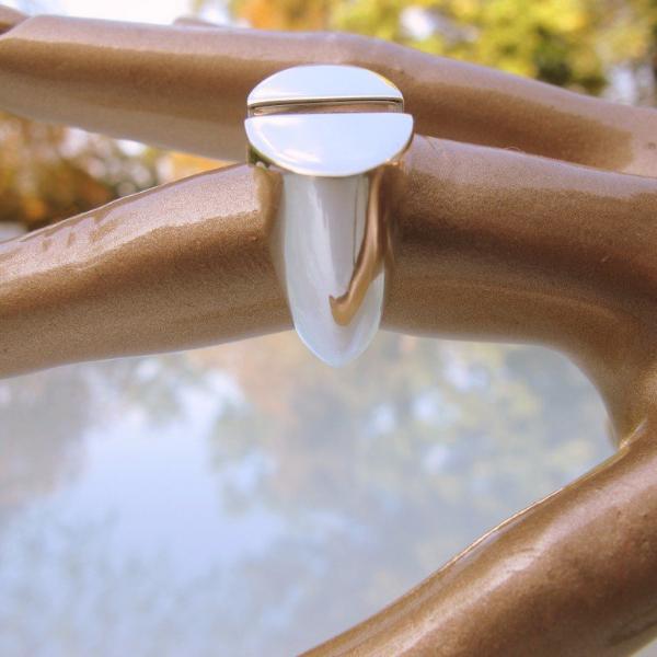 Hermes 2004 Shiny Sterling Silver 925 Chaine d'Ancre Initiale Ring TGM, New! - poupishop