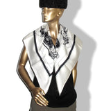 Hermes 2004 White/Black EX LIBRIS Crispy Twill Silk 90 Carre, New!