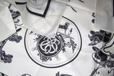 Hermes 2004 White/Black EX LIBRIS Crispy Twill Silk 90 Carre, New!