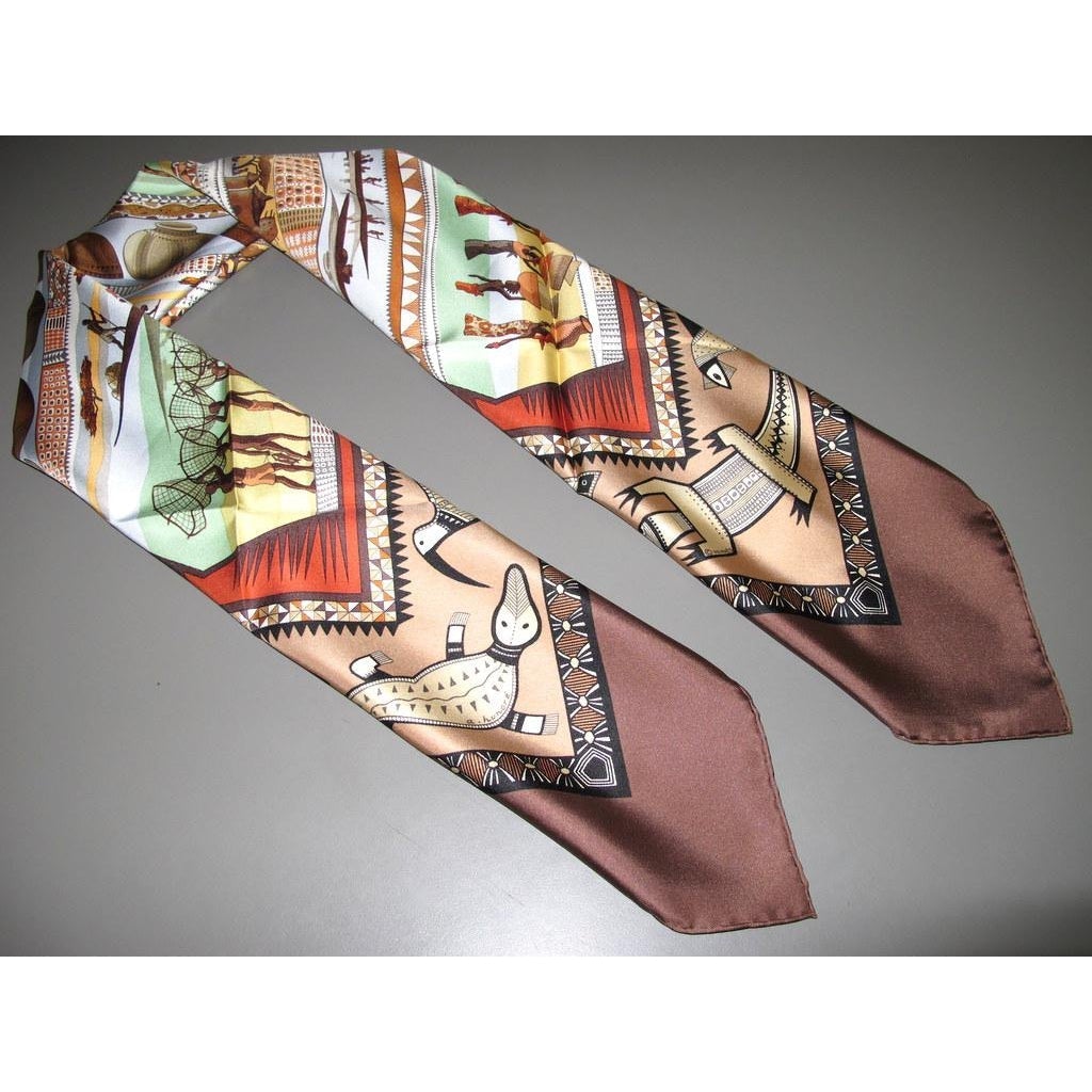 Hermes 2005 Chocolat Vert Vie du Fleuve Twill 90, New! - poupishop