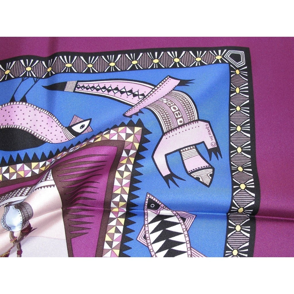 Hermes 2005 cw03 Violet/Bleu/Gris Vie du Fleuve Twill 90, New! - poupishop