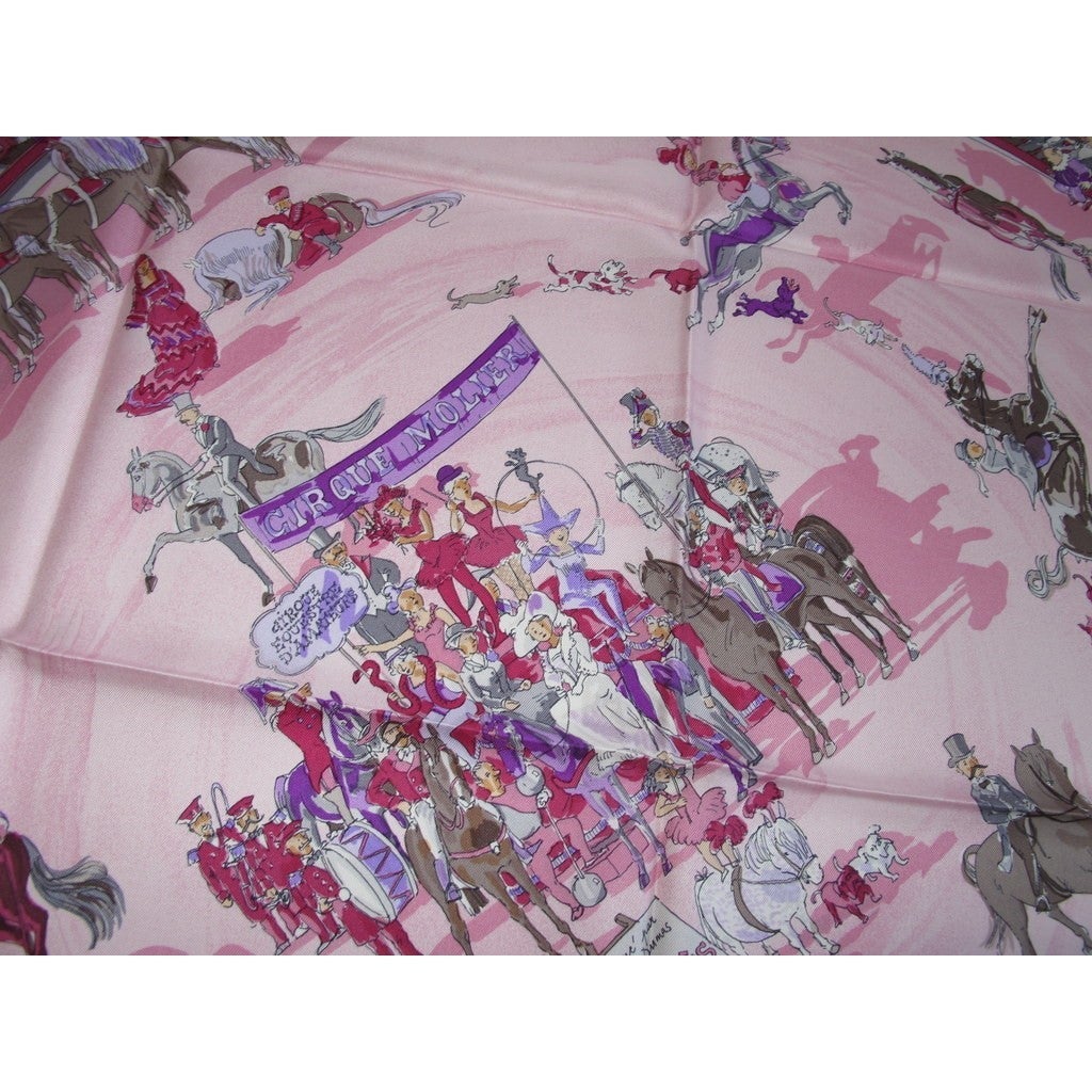 Hermes 2005 cw21 Pink Cirque Molier Dumas Twill 90, New! - poupishop