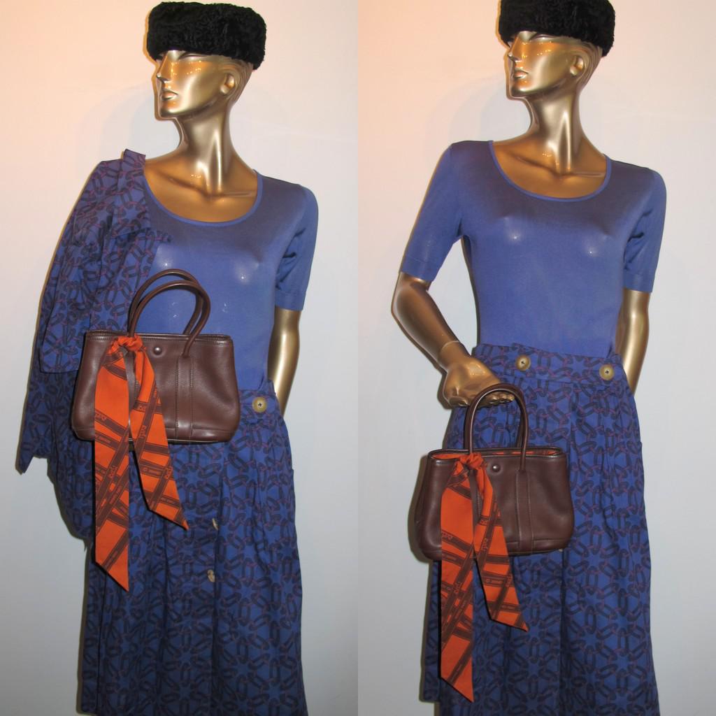 Hermes 2005 Garden Party Bag Veau Swift Chocolat & Twilly Bolduc TPM, Box! - poupishop