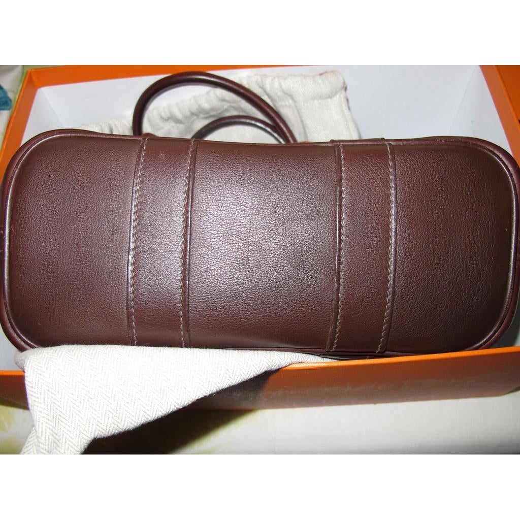 Hermes 2005 Garden Party Bag Veau Swift Chocolat & Twilly Bolduc TPM, Box! - poupishop