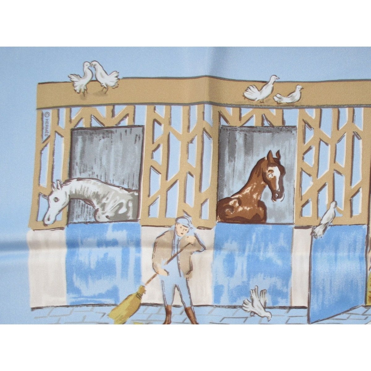 Hermes 2006 Baby Blue BOXES by Jean-Louis Clerc Twill Silk 90, Mint in Box! - poupishop