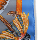 Hermes 2006 Bleu/Orange Brazil by Laurence Bourthoumieux Gavroche Twll Silk 45 cm