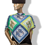 Hermes 2006 Bleu/Vert/Jaune MINI BRIDES DE GALA by Hugo Grygkar Jersey Fluide 90, New!