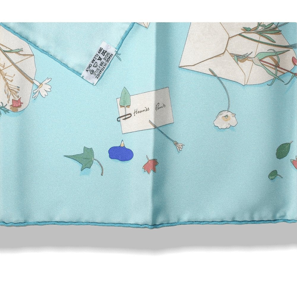 Hermes 2006 Ciel Des Fleurs Pour Le Dire by Leigh P. Cooke Gavroche Pocket Scarf 42cm, NIB! - poupishop