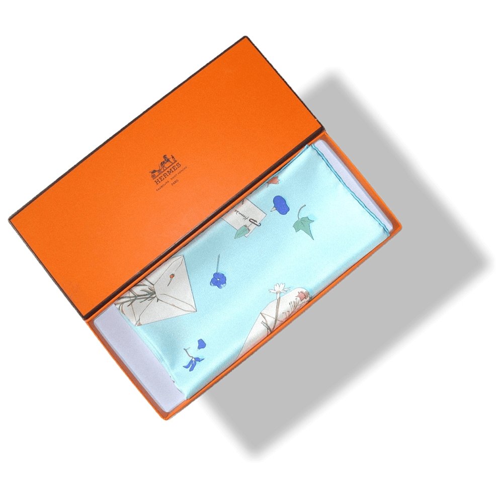 Hermes 2006 Ciel Des Fleurs Pour Le Dire by Leigh P. Cooke Gavroche Pocket Scarf 42cm, NIB! - poupishop