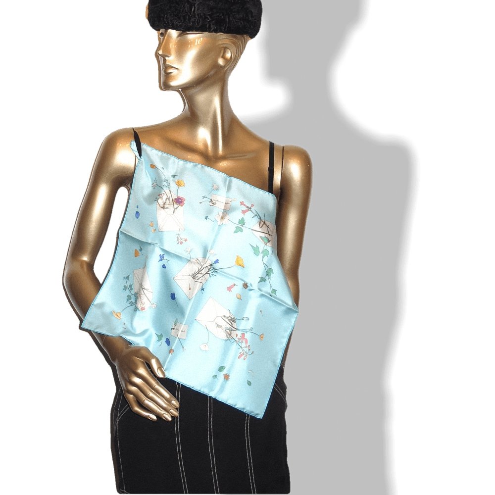 Hermes 2006 Ciel Des Fleurs Pour Le Dire by Leigh P. Cooke Gavroche Pocket Scarf 42cm, NIB! - poupishop