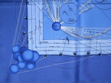 Hermes 2006 Cobalt Blue White Musique des Spheres Twill 90cm, New! - poupishop