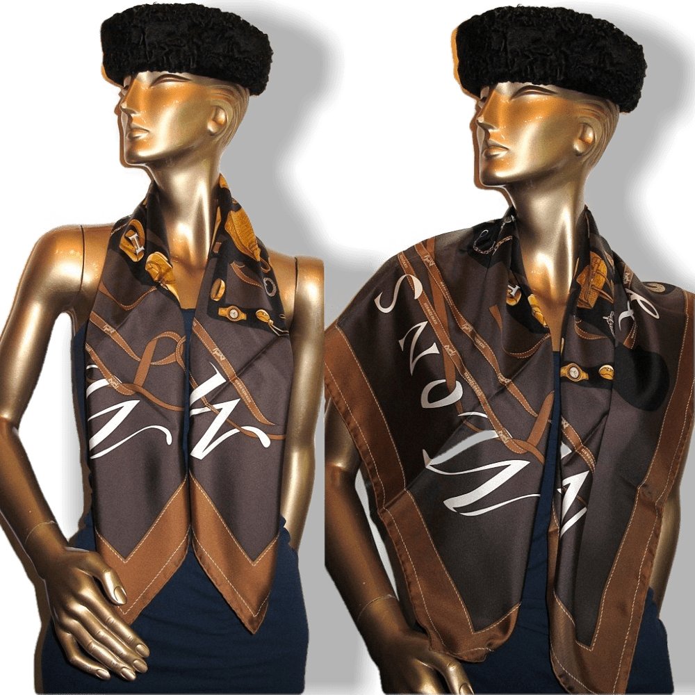 Hermes 2006 First Issue Brown/Black Monsieur & Madame Twill 90cm, GRAIL! - poupishop