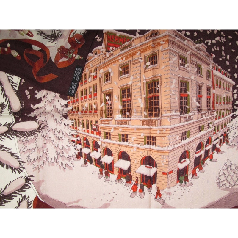 Hermes 2006 Lie de Vin Pink Noel au 24 Faubourg by Dimitri Rybaltchenko Cashmere 90cm, Grail in Box! - poupishop