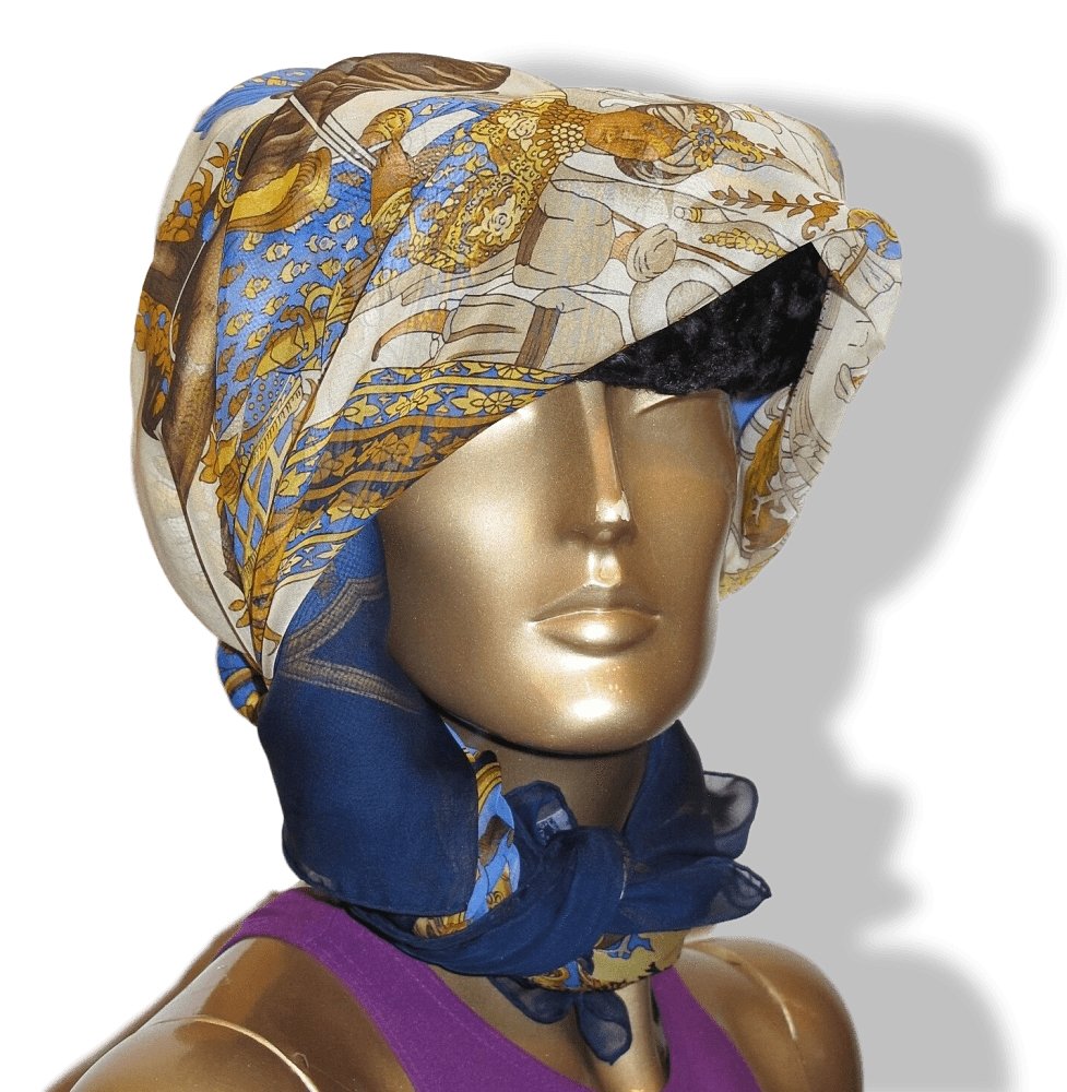 Hermes 2006 Navy Gold Splendeur des Maharajas Mousseline 140, NIB! - poupishop