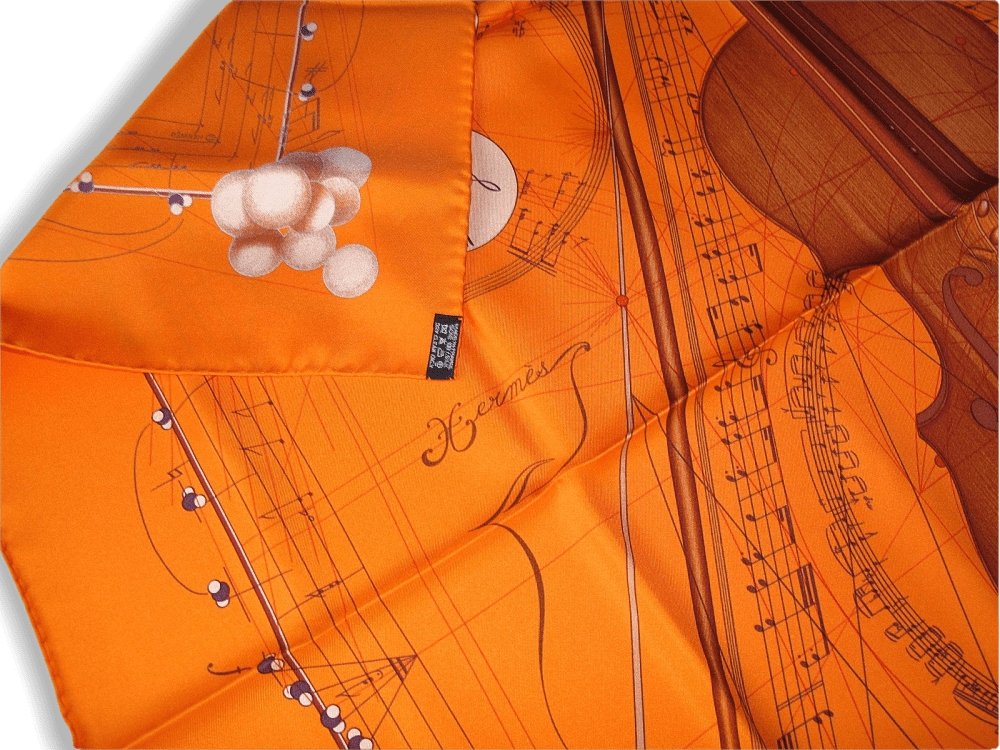 Hermes 2006 Orange Brown Musique des Spheres Twill 90cm, New! - poupishop