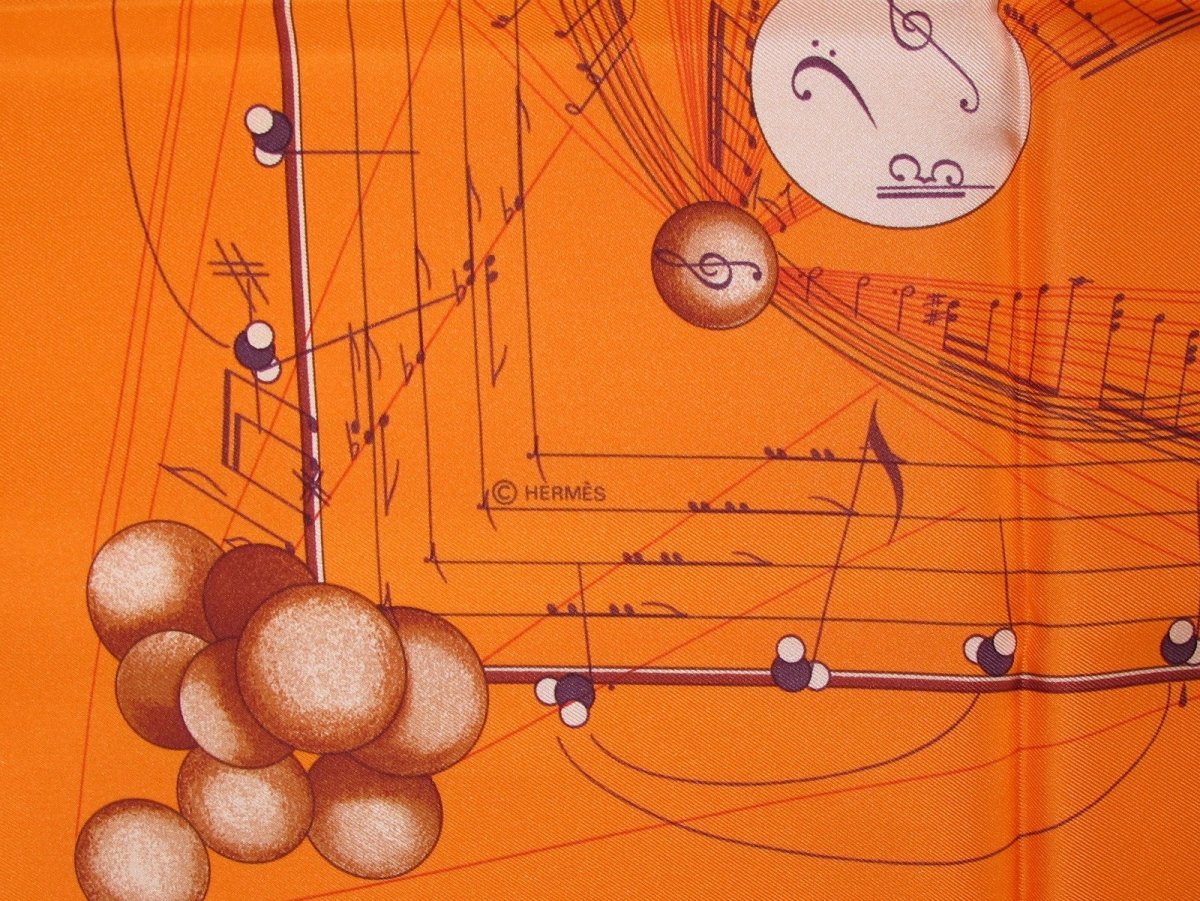 Hermes 2006 Orange Brown Musique des Spheres Twill 90cm, New! - poupishop