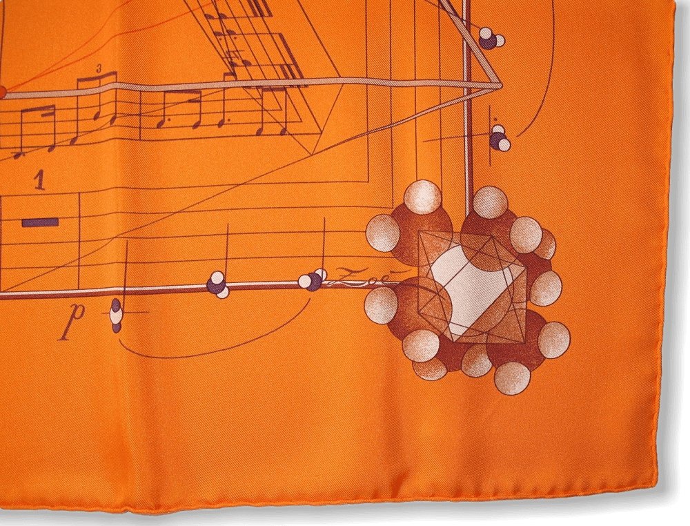 Hermes 2006 Orange Brown Musique des Spheres Twill 90cm, New! - poupishop