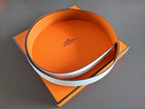 Hermes 2006 Orange/White Reversible Leather Strap Belt 32 MM Sz80, NIB! - poupishop