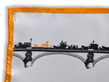Hermes 2006 Orange/White Special Issue PARIS IN THE AIR - L'AIR DE PARIS Twill Gavroche 42cm, Box! - poupishop