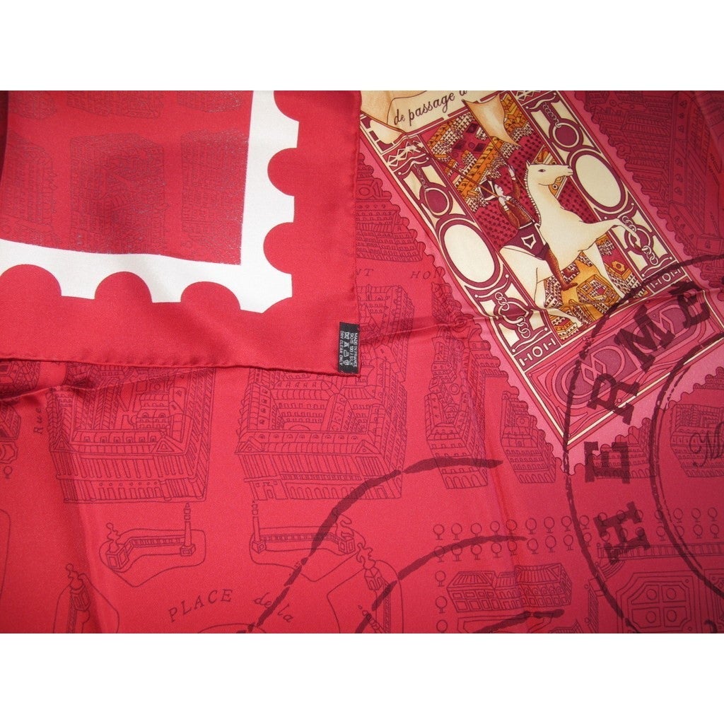 Hermes 2006 Red/White De Passage a Paris Twill 90cm, New! - poupishop