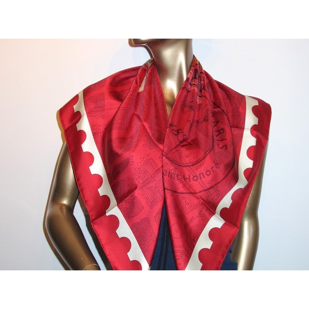 Hermes 2006 Red/White De Passage a Paris Twill 90cm, New! - poupishop
