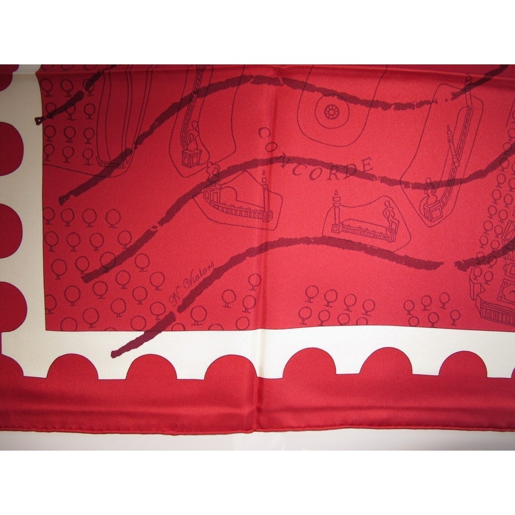 Hermes 2006 Red/White De Passage a Paris Twill 90cm, New! - poupishop