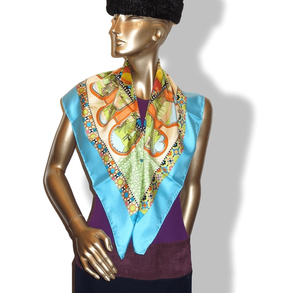 Hermes 2006 Turquoise Jardins d'Andalousie by Aline Honore Twill
