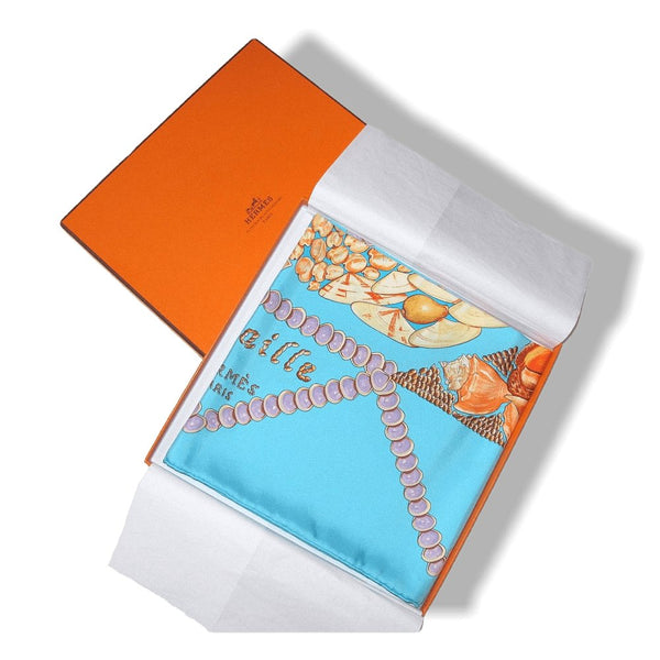 Hermes 2006 Turquoise Special Issue Saint - Barthelemy Rocaille Twill 90cm, NIB! - poupishop