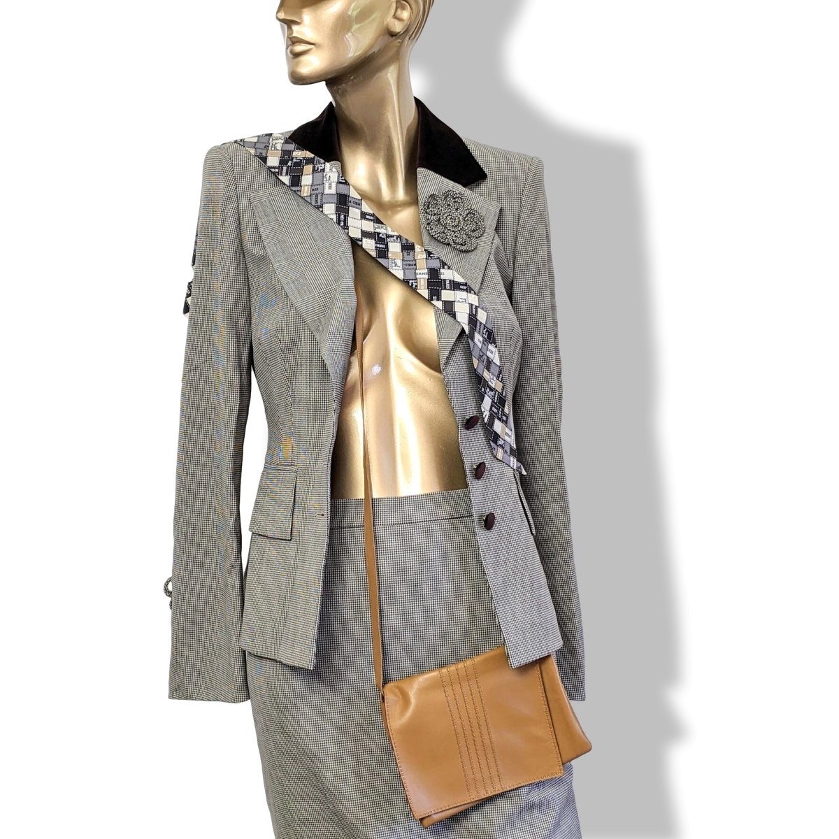 Hermes 2007 Black/White/Anthracite BOLDUC AU CARRE Twilly, Grail without box - poupishop