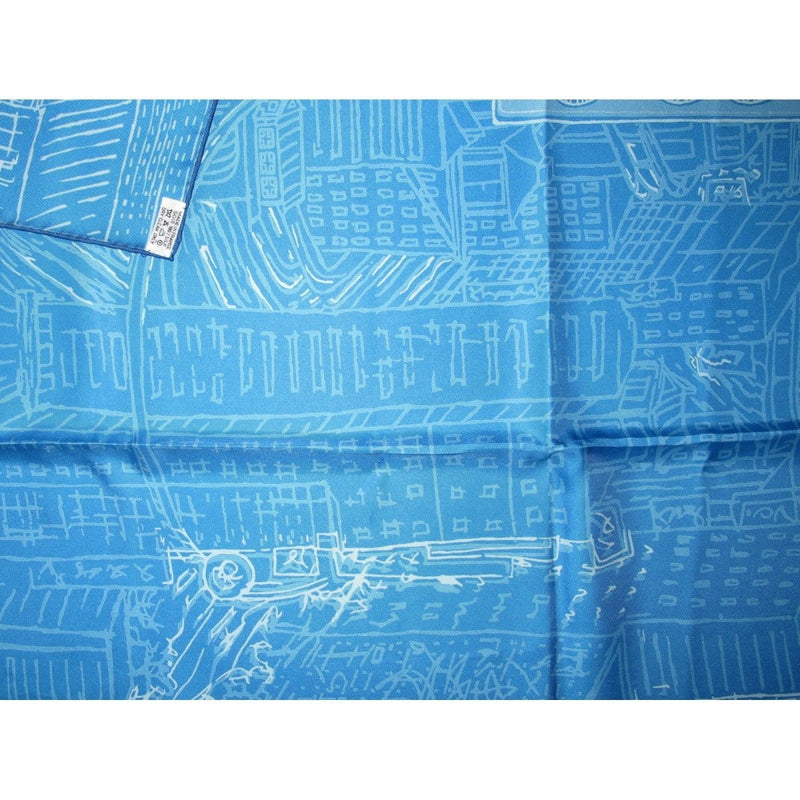 Hermes 2007 Blue White De Passage a Tokyo Opening Store Twill 90cm, Limited in Box! - poupishop