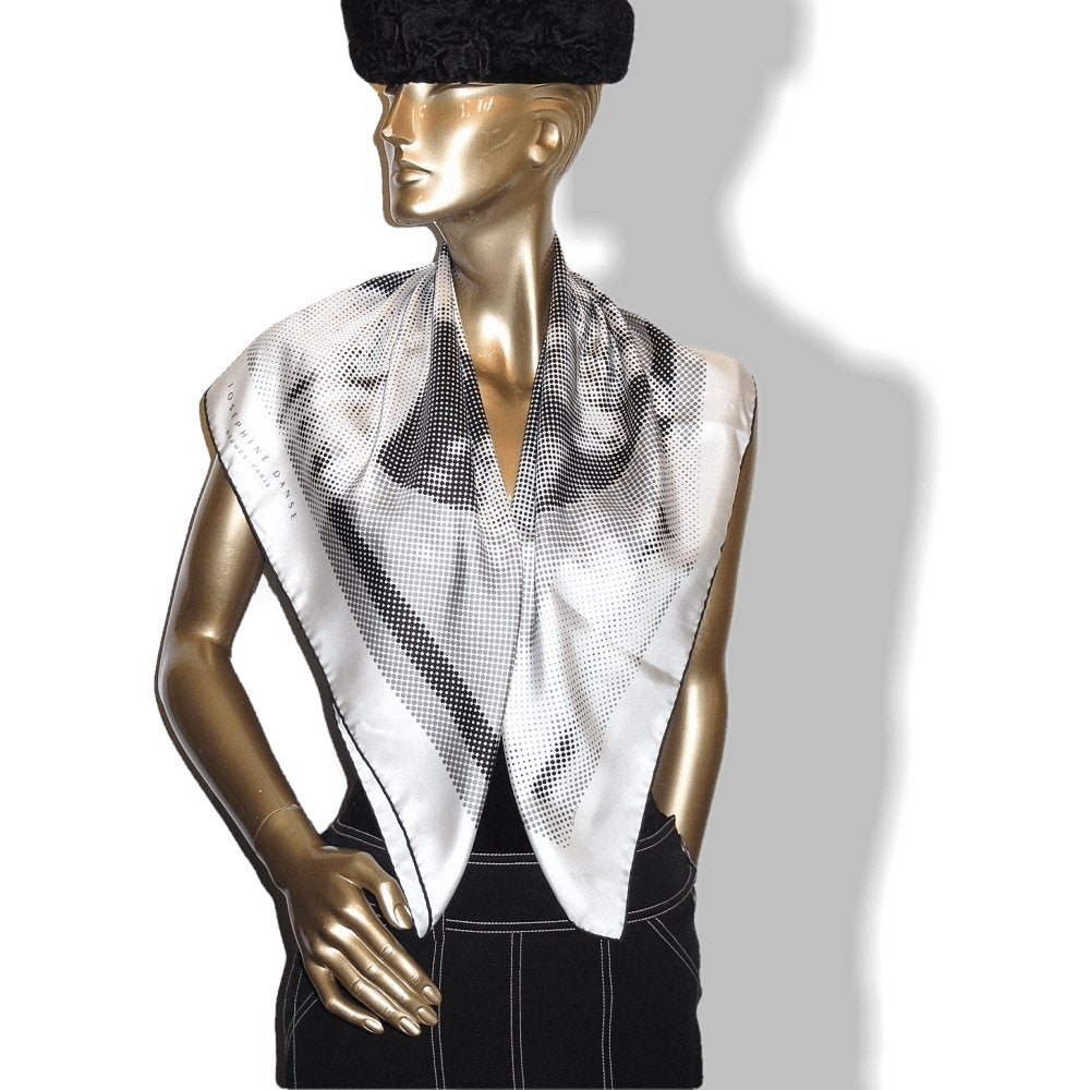 Hermes 2007 B/W Josephine Danse Digitally created by Cyrille Diatkine Twill scarf, New! - poupishop