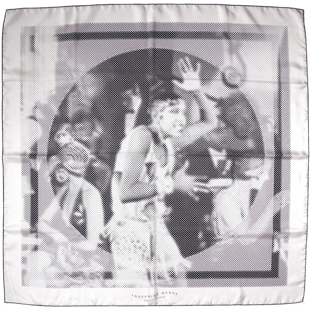 Hermes 2007 B/W Josephine Danse Digitally created by Cyrille Diatkine Twill scarf, New! - poupishop
