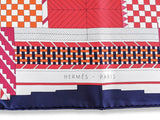 Hermes 2007 Caban/Blanc/Framboise PROMENADE AU FAUBOURG by Nigel Peake Twill Scarf 90cm, Box! - poupishop