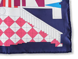 Hermes 2007 Caban/Blanc/Framboise PROMENADE AU FAUBOURG by Nigel Peake Twill Scarf 90cm, Box! - poupishop