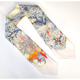 Hermes 2007 Mastic Blue-Grey Red Au Coeur de la Vie by Aline Honore Twill 90 Scarf, Mint! - poupishop