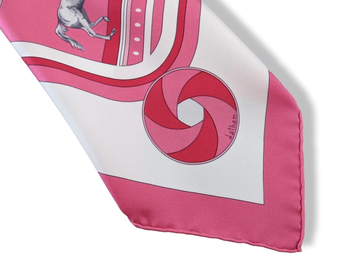 Hermes 2007 Rose Bonbon/Blanc/Gris Special Issue Jumping SEQUENCES FEI by Caty Latham Twill 90, Rare, NEW!