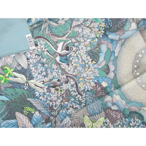 Hermes 2007 Sky Blue Au Coeur de la Vie by Aline Honore Twill 90 Scarf, New! - poupishop